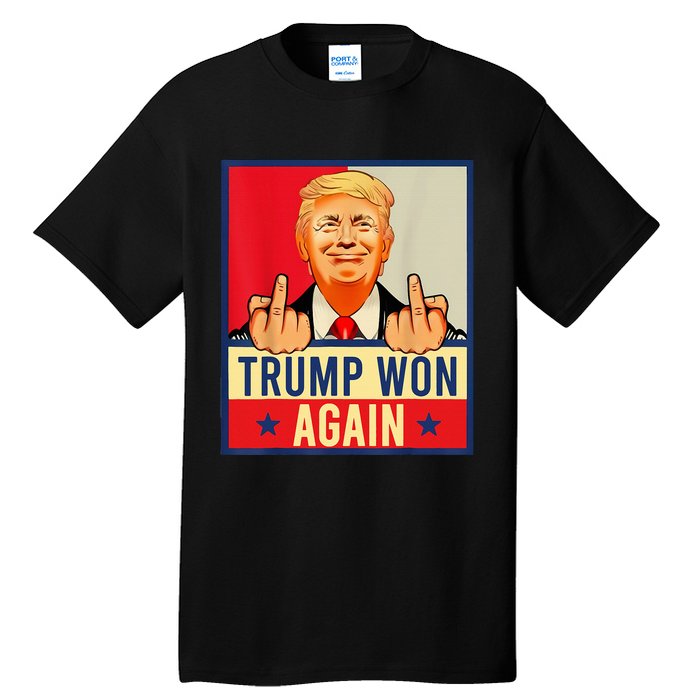 Trump Won Again 2024 Election President 47 Th American Flag Tall T-Shirt