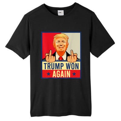 Trump Won Again 2024 Election President 47 Th American Flag Tall Fusion ChromaSoft Performance T-Shirt