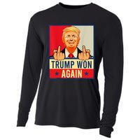 Trump Won Again 2024 Election President 47 Th American Flag Cooling Performance Long Sleeve Crew