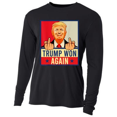 Trump Won Again 2024 Election President 47 Th American Flag Cooling Performance Long Sleeve Crew