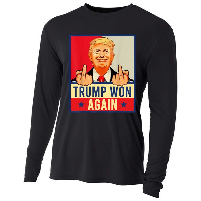 Trump Won Again 2024 Election President 47 Th American Flag Cooling Performance Long Sleeve Crew