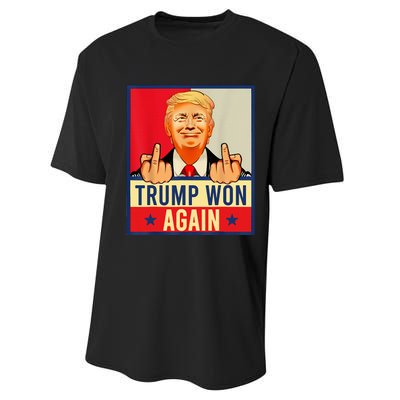 Trump Won Again 2024 Election President 47 Th American Flag Performance Sprint T-Shirt