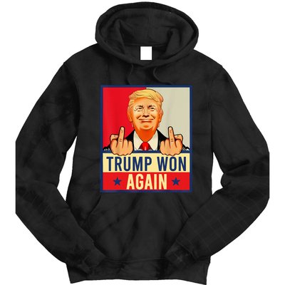 Trump Won Again 2024 Election President 47 Th American Flag Tie Dye Hoodie