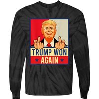 Trump Won Again 2024 Election President 47 Th American Flag Tie-Dye Long Sleeve Shirt