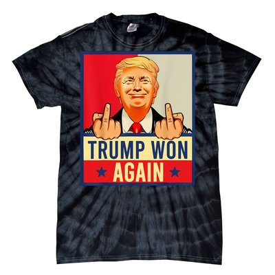 Trump Won Again 2024 Election President 47 Th American Flag Tie-Dye T-Shirt