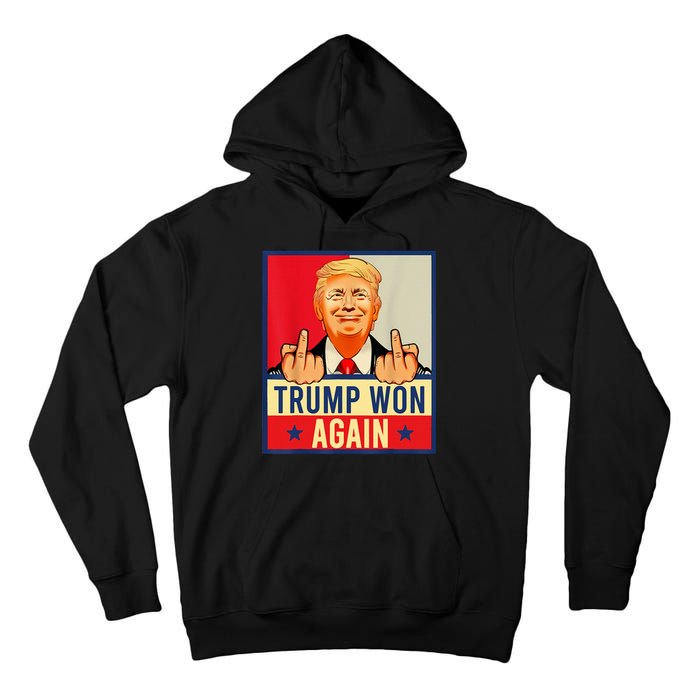 Trump Won Again 2024 Election President 47 Th American Flag Tall Hoodie