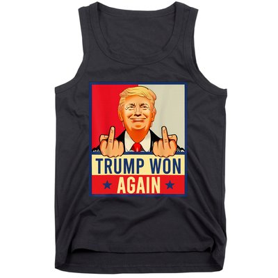 Trump Won Again 2024 Election President 47 Th American Flag Tank Top