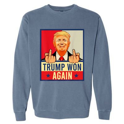 Trump Won Again 2024 Election President 47 Th American Flag Garment-Dyed Sweatshirt