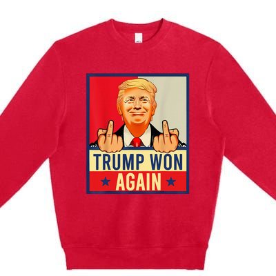 Trump Won Again 2024 Election President 47 Th American Flag Premium Crewneck Sweatshirt