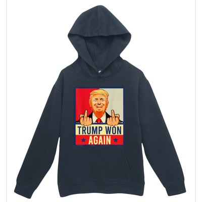 Trump Won Again 2024 Election President 47 Th American Flag Urban Pullover Hoodie