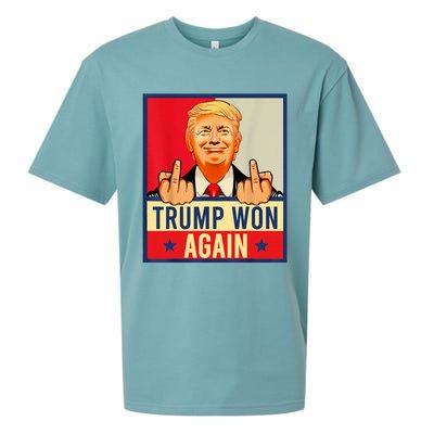 Trump Won Again 2024 Election President 47 Th American Flag Sueded Cloud Jersey T-Shirt