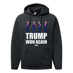 Trump Won Again 2024 Election Inauguration Day 47 President Performance Fleece Hoodie