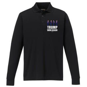 Trump Won Again 2024 Election Inauguration Day 47 President Performance Long Sleeve Polo