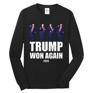 Trump Won Again 2024 Election Inauguration Day 47 President Tall Long Sleeve T-Shirt