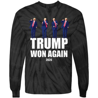 Trump Won Again 2024 Election Inauguration Day 47 President Tie-Dye Long Sleeve Shirt