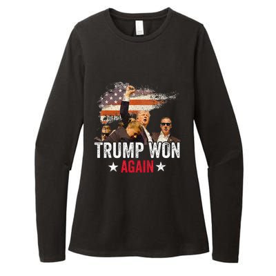 Trump Won Again 2024 Election President 47 Th American Flag Womens CVC Long Sleeve Shirt