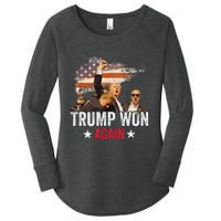 Trump Won Again 2024 Election President 47 Th American Flag Women's Perfect Tri Tunic Long Sleeve Shirt