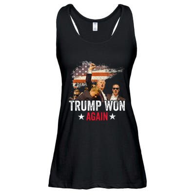 Trump Won Again 2024 Election President 47 Th American Flag Ladies Essential Flowy Tank