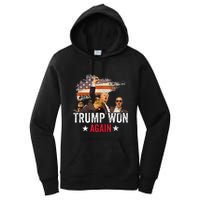 Trump Won Again 2024 Election President 47 Th American Flag Women's Pullover Hoodie