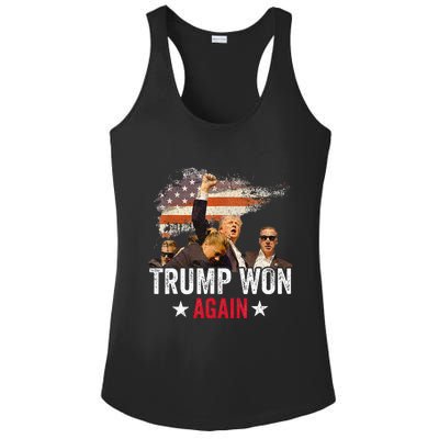 Trump Won Again 2024 Election President 47 Th American Flag Ladies PosiCharge Competitor Racerback Tank