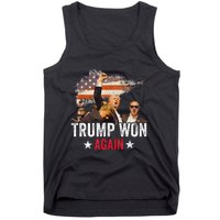 Trump Won Again 2024 Election President 47 Th American Flag Tank Top