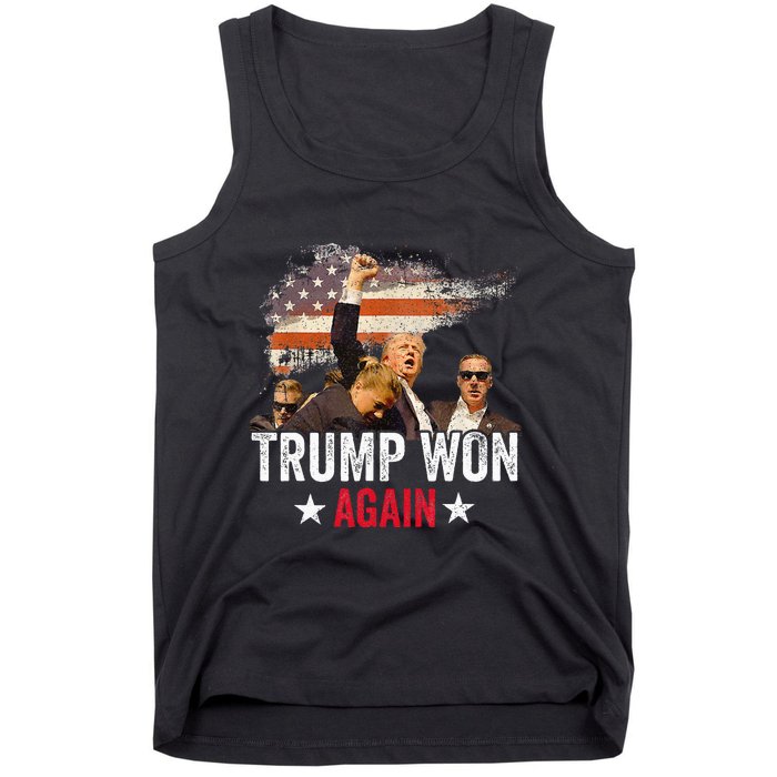 Trump Won Again 2024 Election President 47 Th American Flag Tank Top