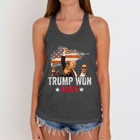 Trump Won Again 2024 Election President 47 Th American Flag Women's Knotted Racerback Tank