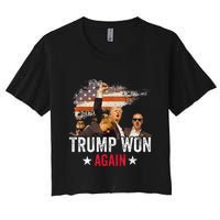 Trump Won Again 2024 Election President 47 Th American Flag Women's Crop Top Tee