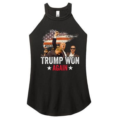 Trump Won Again 2024 Election President 47 Th American Flag Women's Perfect Tri Rocker Tank