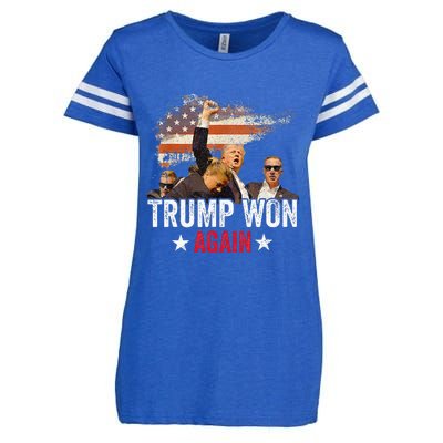 Trump Won Again 2024 Election President 47 Th American Flag Enza Ladies Jersey Football T-Shirt