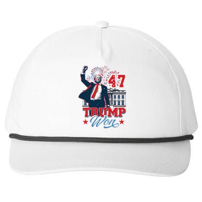 Trump Won Again 2024 Election President 47 Th American Flag Snapback Five-Panel Rope Hat