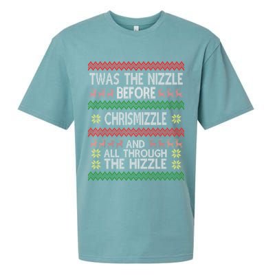 Twas The Nizzle Before Chrismizzle Ugly Christmas  Sueded Cloud Jersey T-Shirt