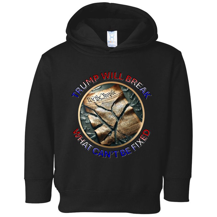 Trump Will Break What CanT Be Fixed Shattered Constitution Toddler Hoodie