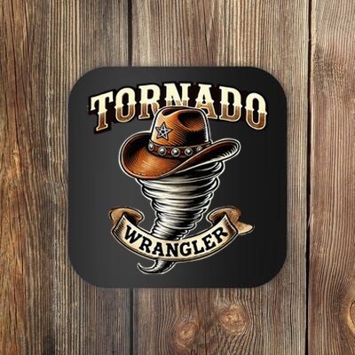 Tornado Wrangler Bold Western Cowboy Graphic Design Coaster