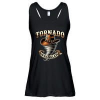 Tornado Wrangler Bold Western Cowboy Graphic Design Ladies Essential Flowy Tank