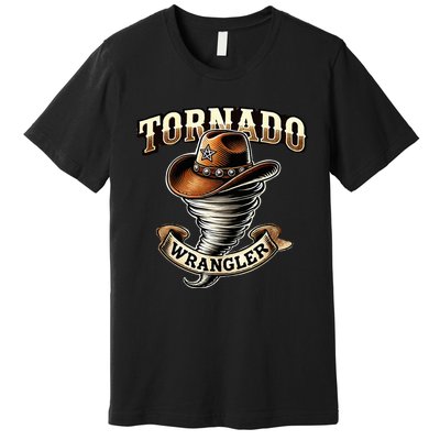 Tornado Wrangler Bold Western Cowboy Graphic Design Premium T-Shirt