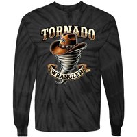 Tornado Wrangler Bold Western Cowboy Graphic Design Tie-Dye Long Sleeve Shirt