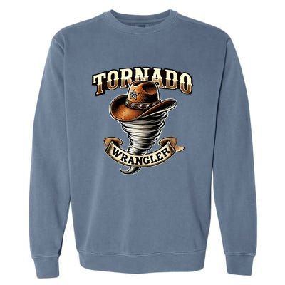 Tornado Wrangler Bold Western Cowboy Graphic Design Garment-Dyed Sweatshirt