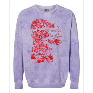 Tiger With Bamboo Colorblast Crewneck Sweatshirt