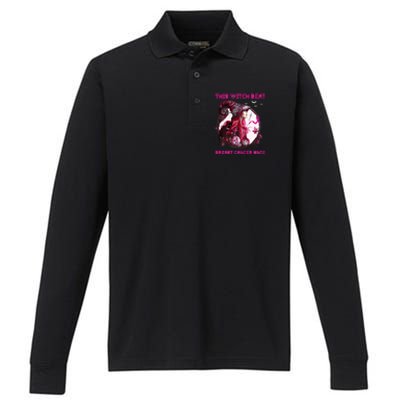 This Witch Beat Breast Cancer Once Awareness Witch Night Performance Long Sleeve Polo