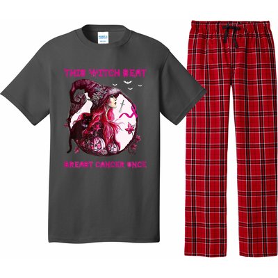 This Witch Beat Breast Cancer Once Awareness Witch Night Pajama Set