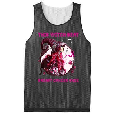 This Witch Beat Breast Cancer Once Awareness Witch Night Mesh Reversible Basketball Jersey Tank