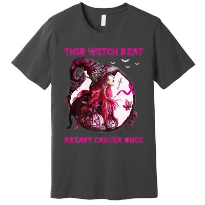 This Witch Beat Breast Cancer Once Awareness Witch Night Premium T-Shirt