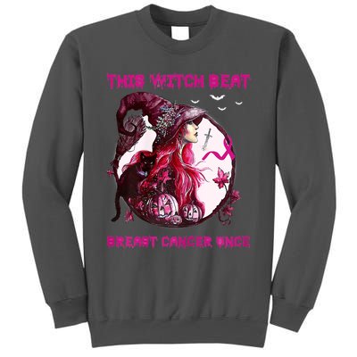 This Witch Beat Breast Cancer Once Awareness Witch Night Tall Sweatshirt