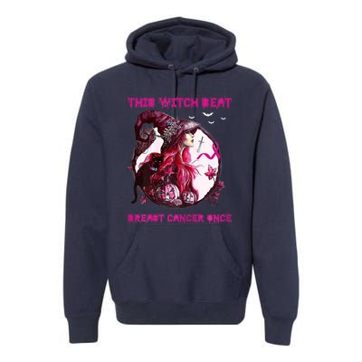 This Witch Beat Breast Cancer Once Awareness Witch Night Premium Hoodie