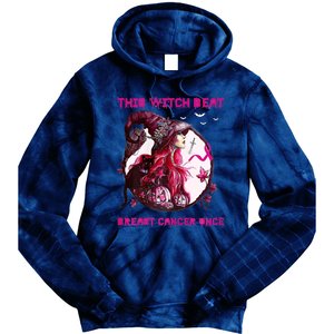 This Witch Beat Breast Cancer Once Awareness Witch Night Tie Dye Hoodie