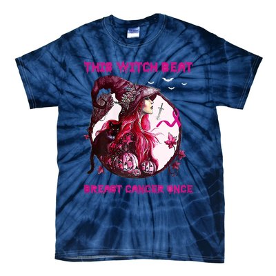 This Witch Beat Breast Cancer Once Awareness Witch Night Tie-Dye T-Shirt