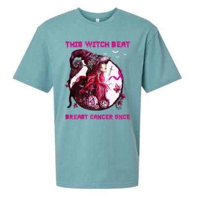 This Witch Beat Breast Cancer Once Awareness Witch Night Sueded Cloud Jersey T-Shirt