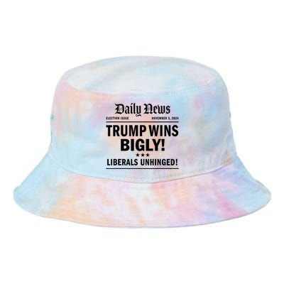 Trump Wins Bigly Headline Trump Wins 2024 Trump Victory Tie Dye Newport Bucket Hat