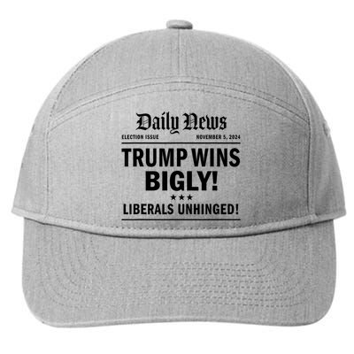 Trump Wins Bigly Headline Trump Wins 2024 Trump Victory 7-Panel Snapback Hat